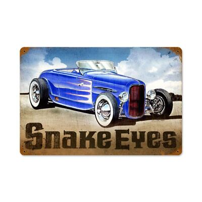 #ad #ad SNAKE EYES BLUE HOT ROD RACE CAR 18quot; HEAVY DUTY USA MADE METAL ADVERTISING SIGN $82.50