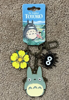 #ad Studio Ghibli My Neighbor Totoro Soot Sprite amp; Flower Metal Enamel Keychain $23.49