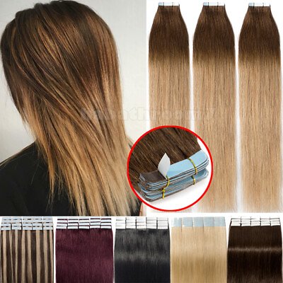 #ad 100% Invisible 150G Tape In 9A Russian Thick Remy Human Hair Extensions Ombre US $198.29