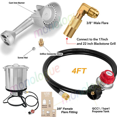 #ad 4FT 0 20PSI Adjustable High Pressure Propane Gas Regulator with Hose BBQ Grill $30.99