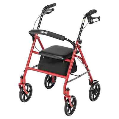 #ad #ad Drive Medical Four Wheel Walker Rollator with Fold Up Removable Back Support Red $51.99