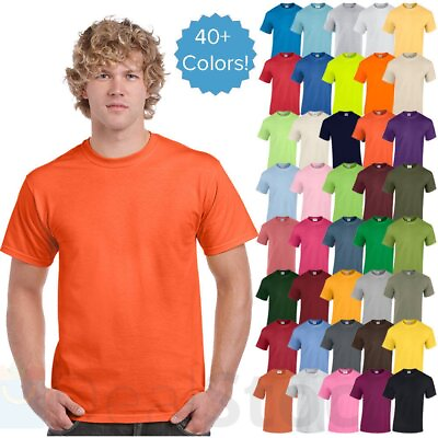 #ad Gildan Mens Plain T Shirts Solid Cotton Short Sleeve Blank Tee Top Shirts G500 $8.99