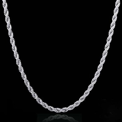 #ad REAL Classic 925 Sterling Silver Rope Chain Necklace SOLID SILVER Jewelry Italy $8.99