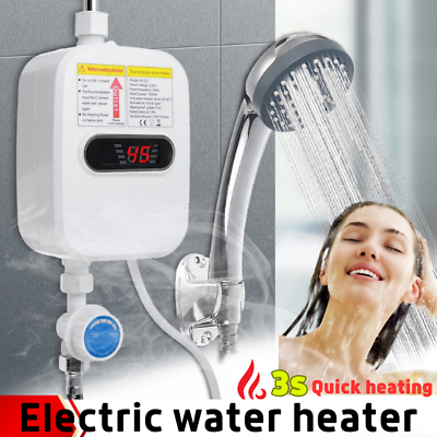 #ad Hot Water on Demand: 220V Instant Shower Heater 3500W Digital Display US Plug $52.99