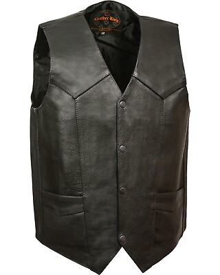 #ad Milwaukee Leather Men#x27;s Classic Snap Gun Pockets Vest LKM3730 BLACK $86.44