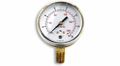 Pressure Gauge 2.5” Low Pressure for Oxygen Regulators 0 200 P.S.I. 2.5 200 $18.83