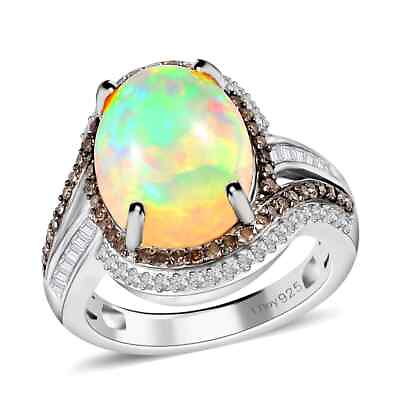 #ad Cts 4.3 I Color I3 Clarity 925 Silver Welo Opal Diamond Engagement Ring Size 9 $295.60