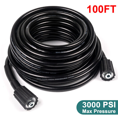 #ad 100FT 3000PSI Replacement High Pressure Power Washer Hose M22 14mm Quick Connect $39.00