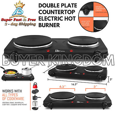 #ad Double Flat Plate Countertop Electric Hot Burner Temperature Controls 1500 Watts $56.19