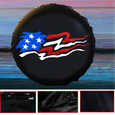 #ad 35x12.5R18 Black Spare tire cover American Flag 34 37quot; for Toyota Jeep SUV Truck $28.39