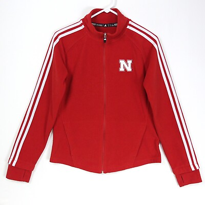 #ad adidas Fleece Nebraska Cornhuskers Huskers Full Zip Up Jacket Red Womens Medium $12.00