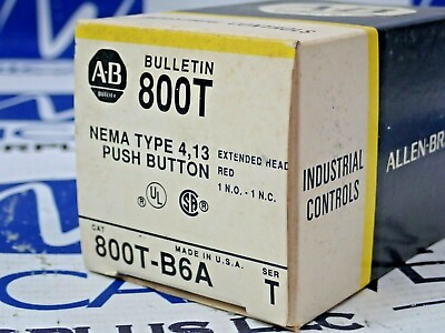 #ad ALLEN BRADLEY 800T B6A SERIES T PUSH BUTTON TYPE 413 EXTENDED HEAD RED *NEW* $49.99