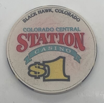 #ad Colorado Central Station Casino $1 Chip Black Hawk CO Ceramic 1993 $3.97