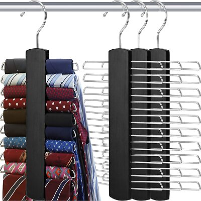 #ad 4 Pieces Tie Hanger for Men Wooden Necktie and Belt Hanger Wooden Tie Rack Ho... $31.16