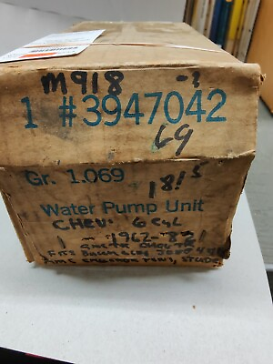 #ad NOS OEM 1962 82 Chevy GMC Truck Water Pump GM 3947042 cast 3788476 GM102 $35.00