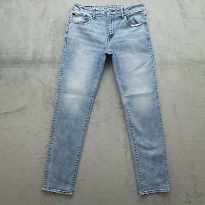 #ad American Eagle Jeans Mens Size 34x34 Blue Slim Straight Denim Pants Acid Wash $23.00