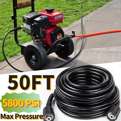 #ad #ad 50FT High Pressure Washer Hose 5800PSI M22 14MM Power Washer Extension Hose USA $21.89