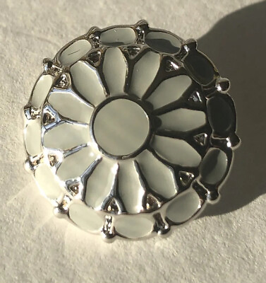 #ad St.John Replacement Button Silver Rhodium Filigree Ornate Gray Enamel 7 8”rndNew $29.00