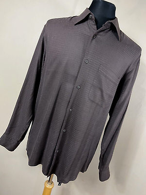 #ad #ad Jhane Barnes M Medium Shirt Top Brown Silk Blend Button Down Front Long Slv J8 $34.00