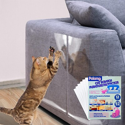 #ad Cat Scratch Furniture Protector 12 Pack Clear Adhesive Couch Protector w Clips $10.75