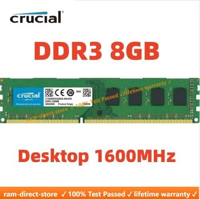 #ad CRUCIAL DDR3 8GB 1600 MHz 8GB 16GB 32GB PC3 12800 Desktop Memory RAM 240Pin DIMM $12.90