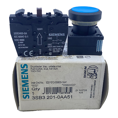 #ad Siemens 3SB3201 0AA51 Pressure Button 400V AC12 10A AC15 6A 230V $33.94