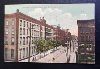#ad Postcard London Looking North Up Richmond Street From G.T.R. Ontario Canada C $7.35