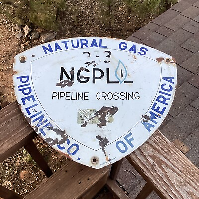#ad National Gas of America Pipeline Crossing Natural Gas Metal Warning Sign Vintage $129.99