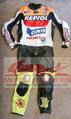 #ad Size Large UK 42 EUR 52 Honda Gas Racing Leather Suit GBP 199.99