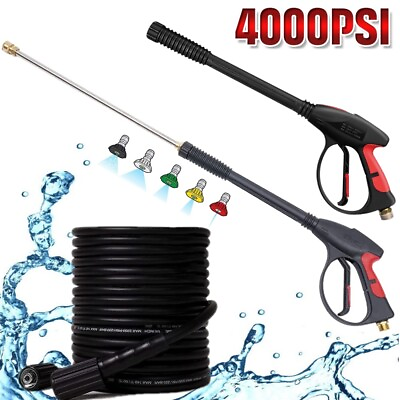 4000PSI High Pressure Power Washer Spray Gun Wand Lance Nozzle Tips Hose Kit M22 #ad $41.90