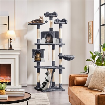 #ad #ad 79in Large Cat Tree Tower for Indoor Cats Condo Scratching Post Pet Play House $85.59