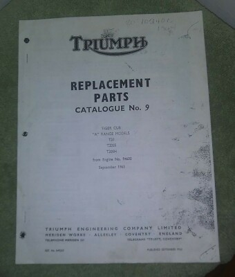 #ad Triumph T20 Cub Parts List Catalog Used Reproduction A Range 200 T20SS SH $10.80