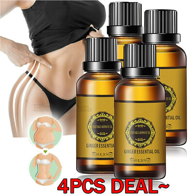 #ad 4Pcs Belly Drainage Ginger Oil Weight Loss Body Massage Lymph Detoxification Oil $12.25
