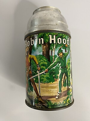 #ad Vintage Aladdin 1956 ROBIN HOOD Metal Lunchbox THERMOS ONLY $29.99