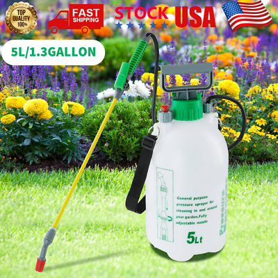 #ad #ad 1.3 Gallon Lawn Garden Pump Pressure Sprayer Chemical plant Killer Water Spray $21.99