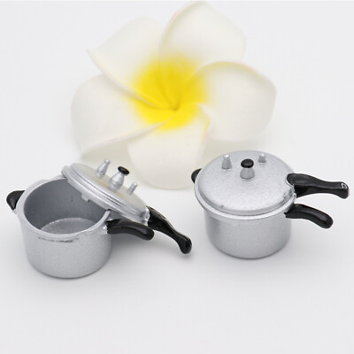 #ad Dollhouse 1:12 Scale Miniature Pressure Cooker Soup Pot Metal Kitchen Cookware $8.98