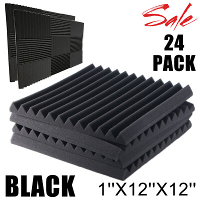 #ad 24 PCS Acoustic Foam Wall Panels Soundproofing Sound Proofing Tiles Studio Decor $24.99
