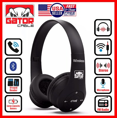#ad Wireless Bluetooth Headphones Earphones Headset Over Ear FM Radio MIC Foldable $10.99