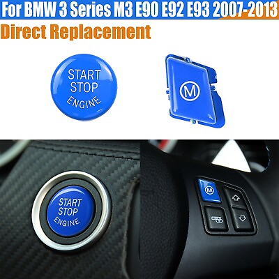 #ad Blue Steering Wheel MSTART STOP ENGINE Button For BMW E90 E91 E92 E93 M3 07 13 $10.55