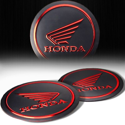 #ad 2 x 2.125quot; 3D Logo Emblem Decal Fairing Gas Tank Sticker Honda BlackChromed Red $14.99