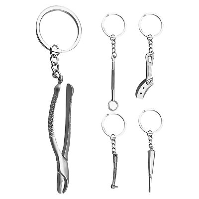 #ad Dentist Keychain Bag Key Ring Tooth Mouth Mirror Keychain Plier Drill Pendant $9.09