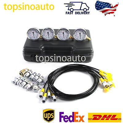 #ad New 10 25 40 60MP Hydraulic Pressure Gauge Test kit w Quick Adapter for CAT US $73.96