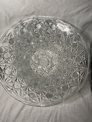 #ad Vintage L.E. Smith? EAPG Glass Daisy and Button Large Clear Bowl 10” EUC $29.95