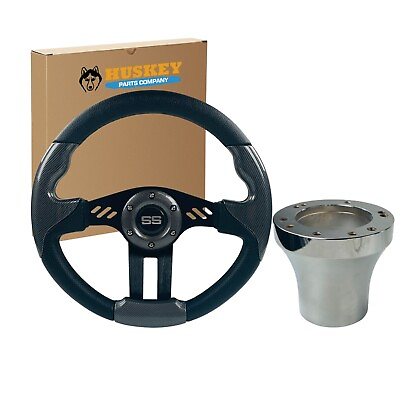 #ad 12.5 Inch Black Club Car DS Golf Cart Steering Wheel Carbon Fiber Finish $62.95