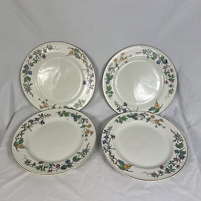 #ad Vintage Woodhill by Citation of 4 Dinner Plates 10.5” Floral Rim $30.00