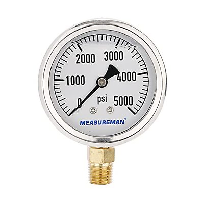 2 1 2inch Dial Size Glycerin Filled Plumbing Pressure Gauge 0 5000psi Stainle... #ad $21.82