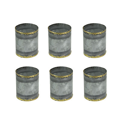 #ad Set of 6 Galvanized Metal Napkin Ring Holder Rustic Farmhouse Table Cloth Decor $16.91