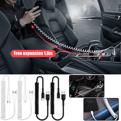 #ad #ad Coiled Spring Type C USB C Car Fast Charging Data Sync Cable for iPhone Sams Ⓢ $4.75