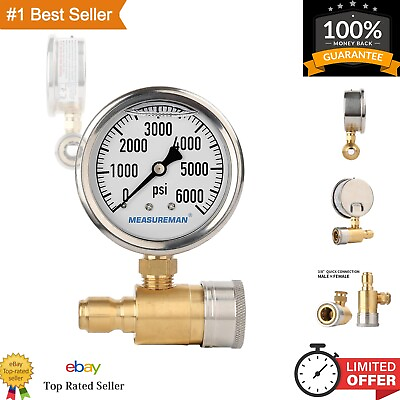 #ad 2 1 2quot; Pressure Washer Gauge Pressure Gauge Kit 3 8 Inch Quick Connect 0 6... $47.24