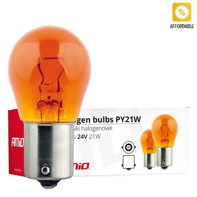 #ad 20x Halogen Bulbs AMBER PY21W BA15s 24V 21W From Quartz Glass Headlights Cars $37.95